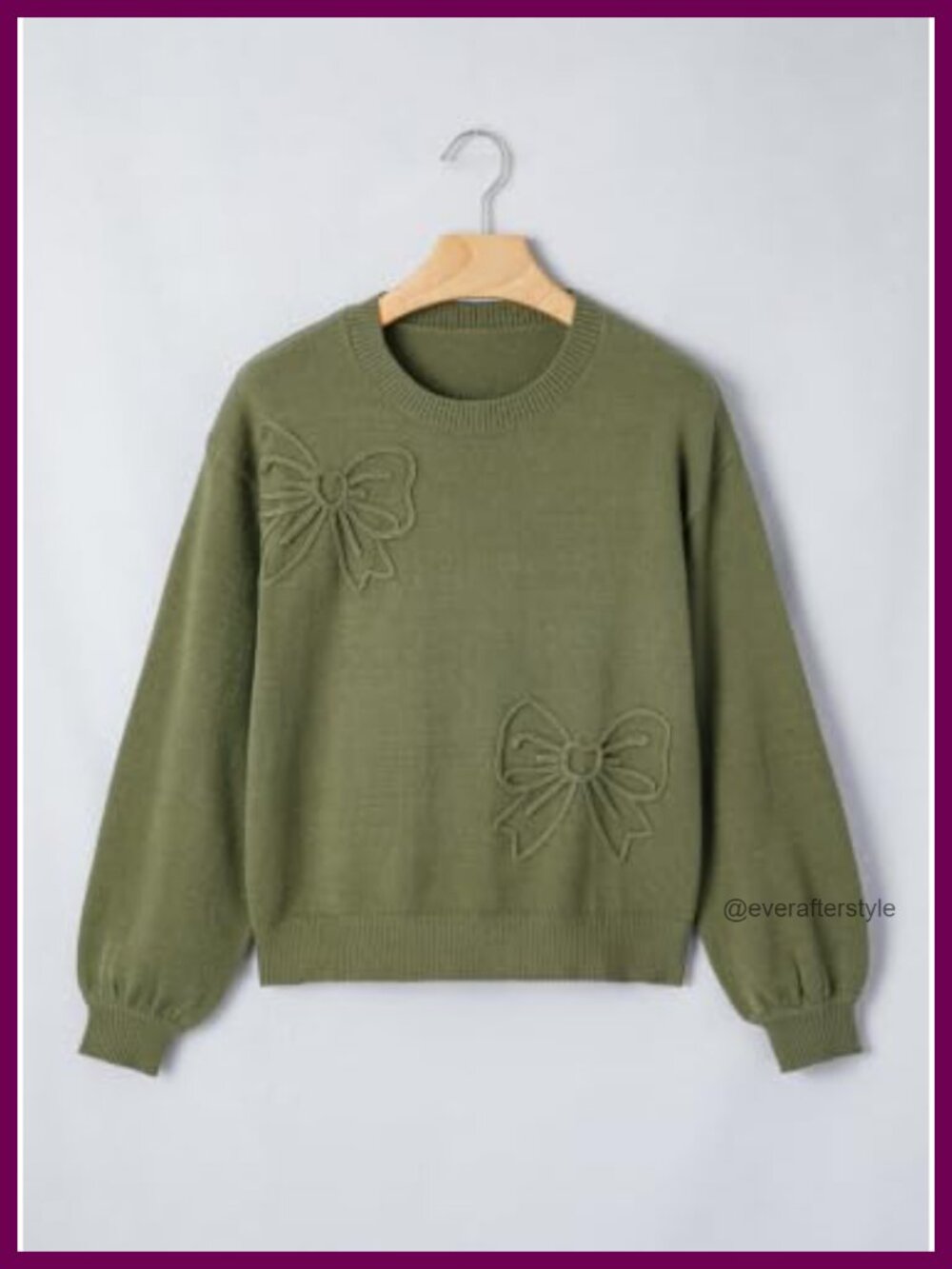 Floral Lantern Sleeve Pullover Knit Sweater - Picture 5 of 6
